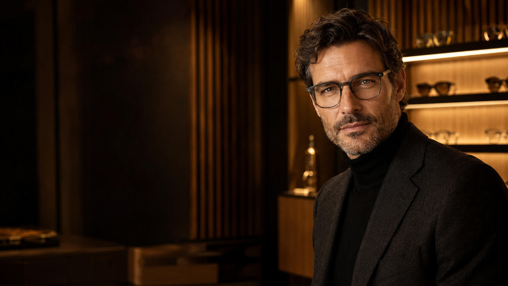 Kunde mit Premium-Brille bei The Good Brand Opticians