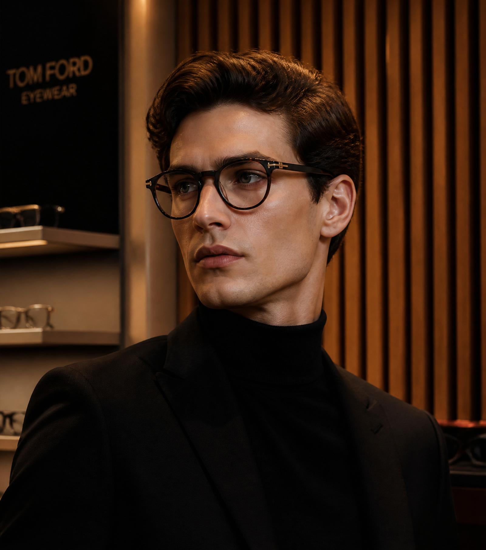 Kunde mit Premium-Brille bei The Good Brand Opticians