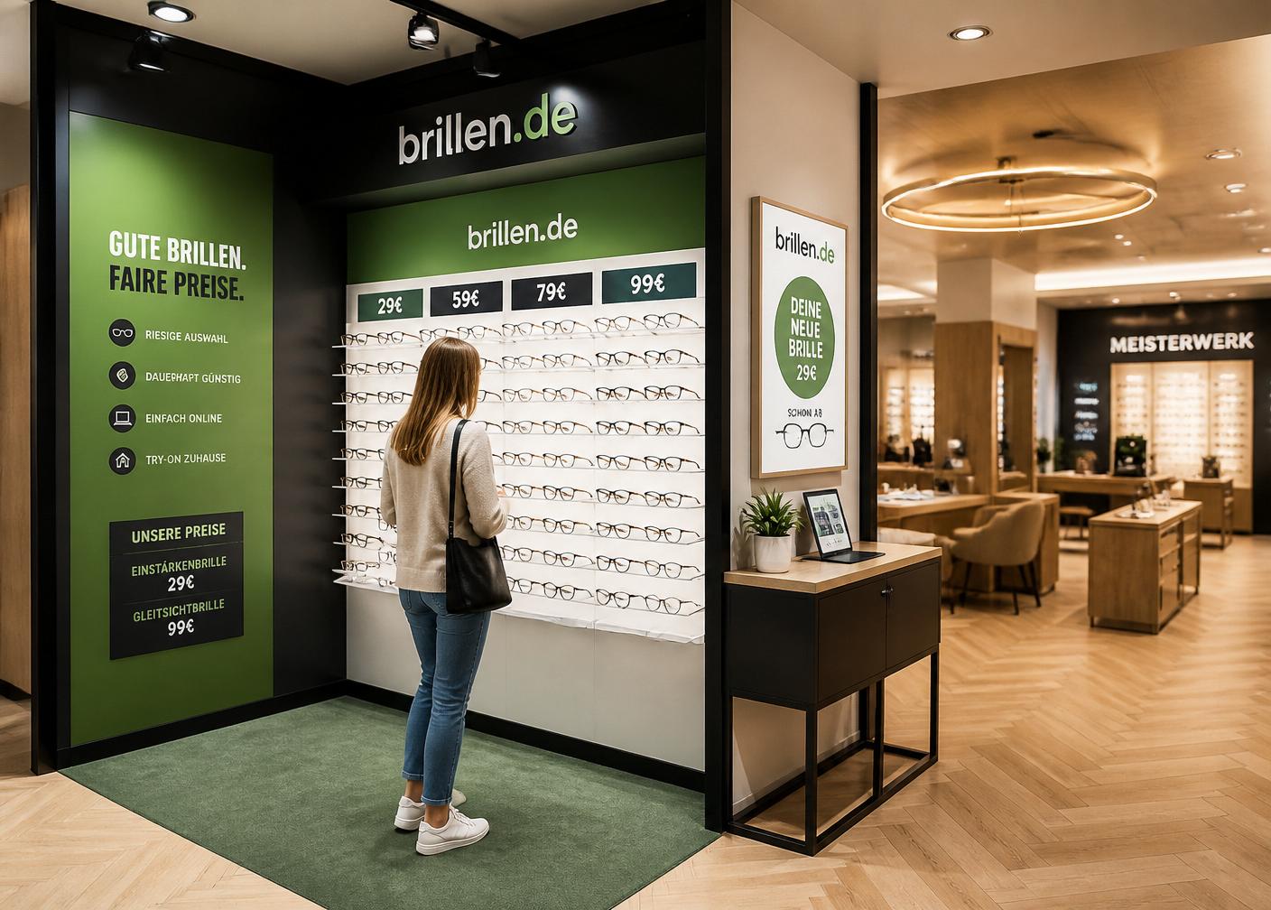 Kompakte brillen.de Shop-in-Shop Ecke innerhalb eines TGBO Stores