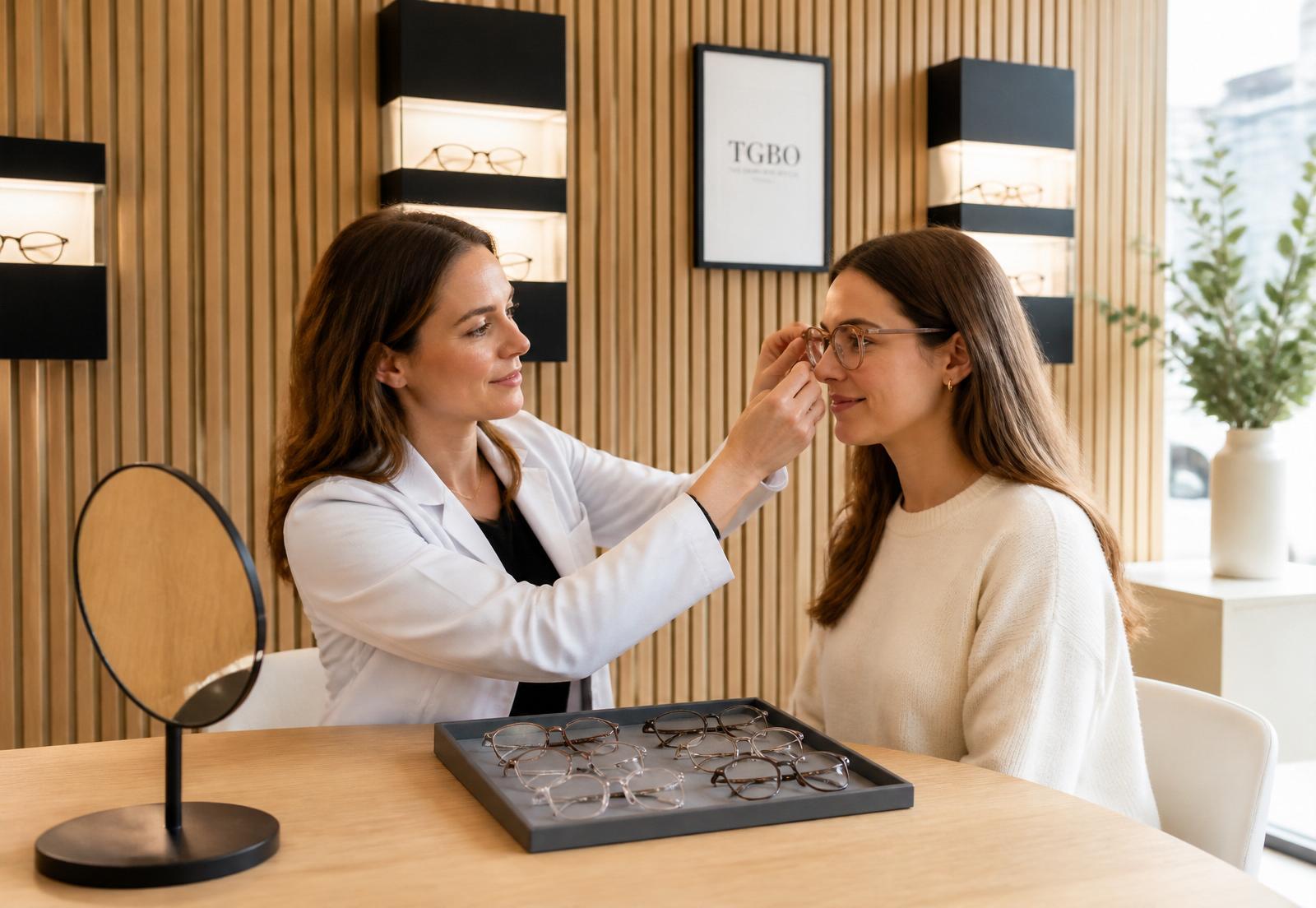 Optikermeisterin berät Kundin bei The Good Brand Opticians